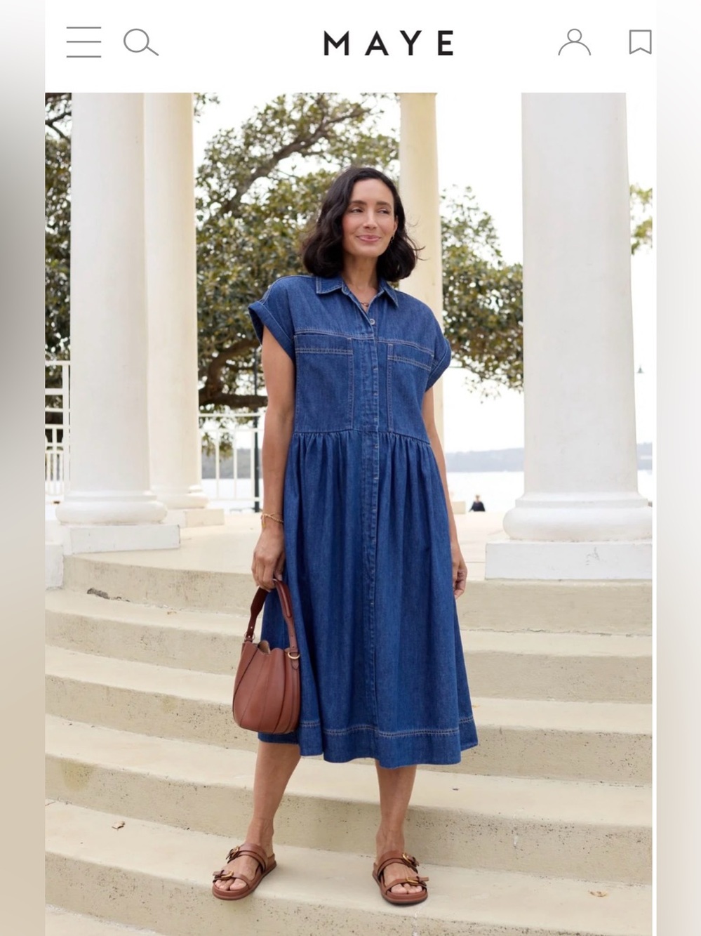 MAYE Harper Shirt Denim Dress Dark Wash Relaxed Boxy Oversized S